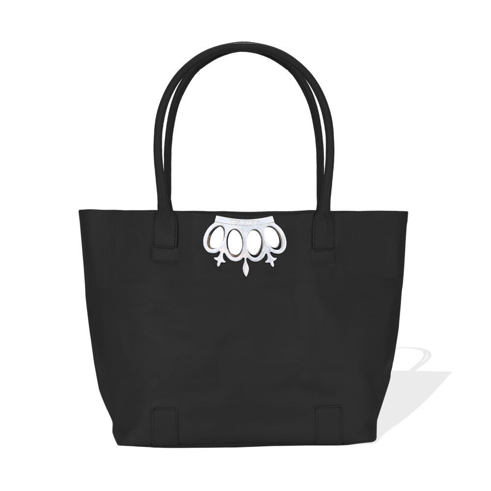 BLACK LEATHER. SHOPPER BAG
